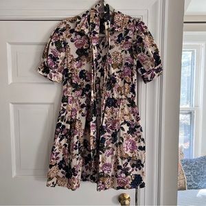 Floral mini shirt dress
